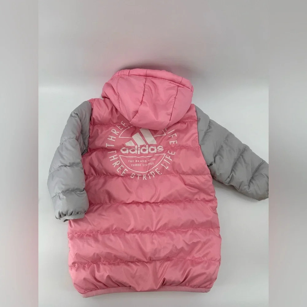 Adidas Girl Pink Puffer Jacket 9-12 Months - Picture 2 of 6